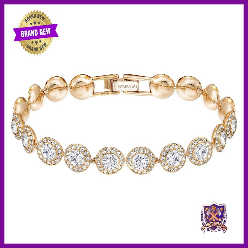 White Crystal Tennis Bracelet Rose Gold Tone 6.4 Inch